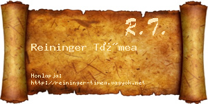 Reininger Tímea névjegykártya